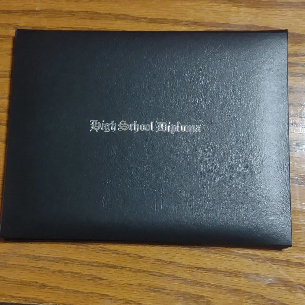 High School Diploma case book booklet cover black silver engraving 6.5